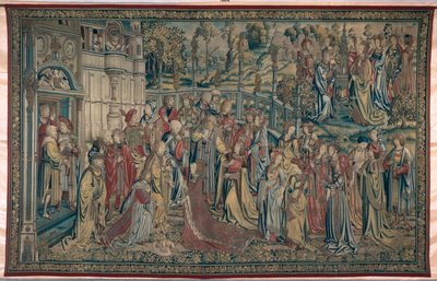 Batseba beordrade till palatset, Davids och Batsebas gobeläng, ca 1510-15 av Flemish School