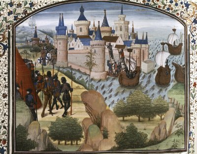 KRUSADERNA: "Konstantinopel belägrat av korsfararna av Flemish School