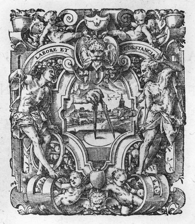 Christophe Plantins tryckmärke, illustration från Works by Tacitus, 1607 av Flemish School