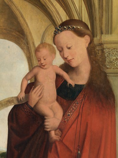Detalj av Madonna med Petrus Wijts (olja på panel) av Flemish School