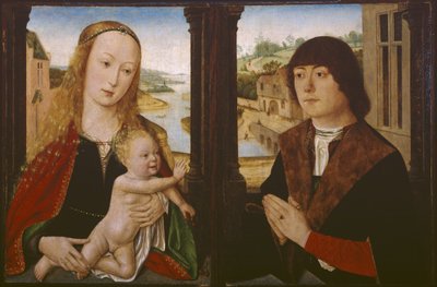 Diptyk - Jungfru och barn och en donator, ca 1490-1500 av Flemish School