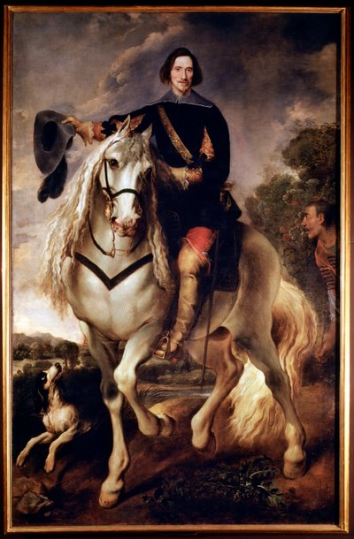 Ryttarporträtt av en kapten med hans moriska page (olja på duk, ca 1635) av Flemish School
