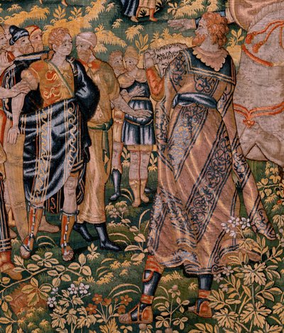 flamländsk gobeläng. Serien Story of Cyrus. No II Astyages känner igen Cyrus (Ciro reconocido por Astiages). Anonym, baserad på Michiel Coxcie. Atelier Antwerpen. Siden och ull. Omkring 1590. av Flemish School