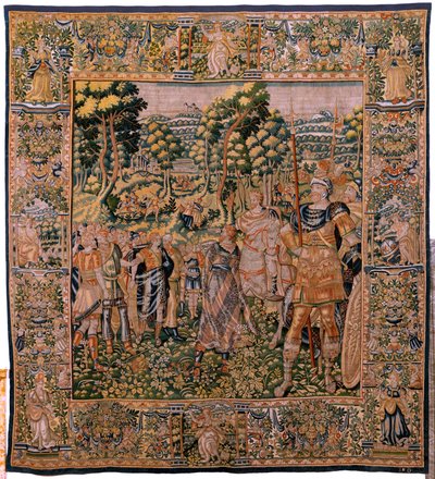 flamländsk gobeläng. Serien Story of Cyrus. No II Astyages känner igen Cyrus (Ciro reconocido por Astiages). Anonym, baserad på Michiel Coxcie. Atelier Antwerpen. Siden och ull. Omkring 1590. av Flemish School
