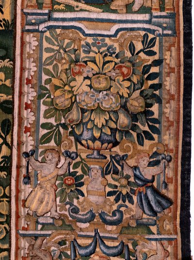 flamländsk gobeläng. Serien Story of Cyrus. No V Strid mellan två krigare och Cyrus död (Combate de dos guerreros y muerte de Ciro). Anonym, baserad på Michiel Coxcie. Atelier Antwerpen. Siden och ull. Omkring 1590. av Flemish School