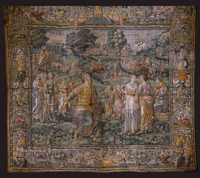 flamländsk gobeläng. Serie: Abrahams historia. Abrahams kallelse (Abrahams kallelse). Omkring 1575-1 av Flemish School