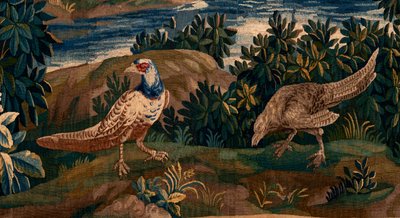 flamländsk gobeläng. Så kallad Verdure (Landskap med vatten, träd och fasaner). Atelier i Oudenaarde. 277x200 cm. Inv 00012. 1600-talet. av Flemish School