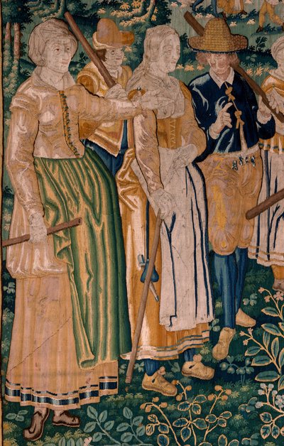 flamländsk gobeläng. Gåsleken. Studio i Oudenaarde. 341x395 cm. Inv (83058)-7 / 0008. 1600-talet. av Flemish School
