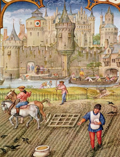 Fol.10v Oktober månad: Sådd, från Breviarium Grimani, c.1515 av Flemish School