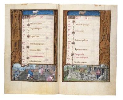 Folios från Rothschilds timbok, Gent eller Brygge, c.1505 av Flemish School