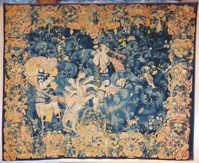 Hercules and the Lernaean Hydra, Audenarde Workshop (ull- och sidenväv) av Flemish School