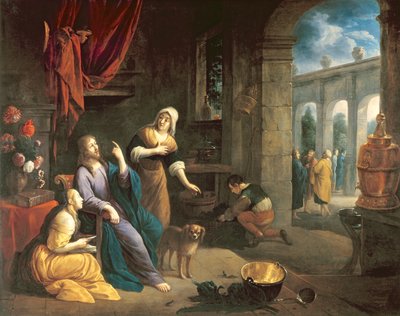 Jesus hemma hos Marta och Maria av Flemish School