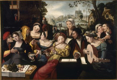 Den förlorade sonen bland kurtisanerna, ca 1530 (olja på trä) av Flemish School