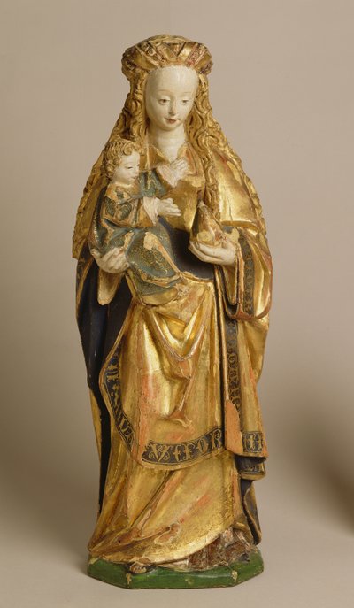 Madonna and Child, School of Mechelen, ca 1500 (polykrom & förgylld ek) av Flemish School