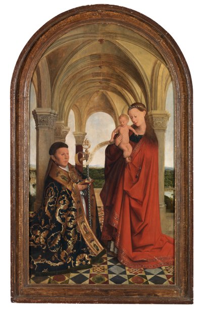Madonna med Petrus Wijts (olja på panel) av Flemish School