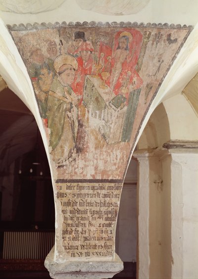 Mässa av St. Gregory, väggmålning från kryptan av Flemish School