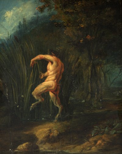 Pan och Syrinx (olja på panel) av Flemish School