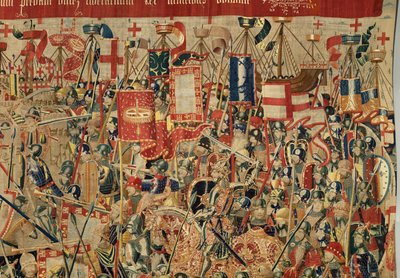 Sockenmuseum för gobelänger (Parish Museum of Pastrana Tapestries). flamländsk gobeläng. Ta av Asilah (Take of Asilah, Assault on Asilah, De inname van Arzila). Serie Erövringar av kung Alfonso I av Portugal. Tournai. av Flemish School
