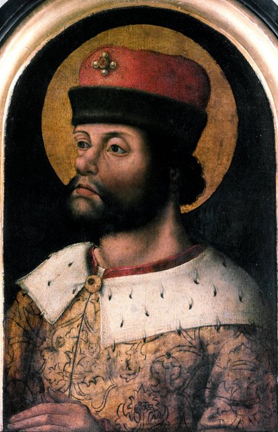 Porträtt av Karl den Store (Karl I kallade Karl den store 742-814) Anonym målning av den flamländska skolan. 1500-talets London, Antiquaries Society av Flemish School