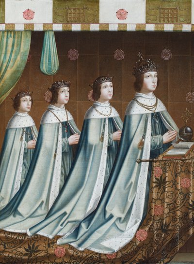 Porträtt av Henrik VII med sina tre söner Arthur, Henrik och Edmund, ca 1510 (olja på duk) av Flemish School