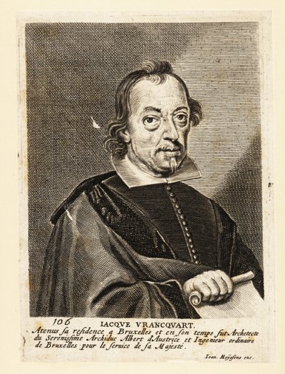 Porträtt av Jacob Franquart, flamländsk målare, arkitekt och gravör av Flemish School
