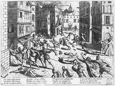 Scener av den spanska vreden vid Antorff, 1576 av Flemish School