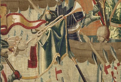 Gobeläng som visar erövringarna av kung Alfonso V av Portugal (Conquistas de Alfonso V de Portugal), Tournai. Detalj. (Ull och siden) av Flemish School