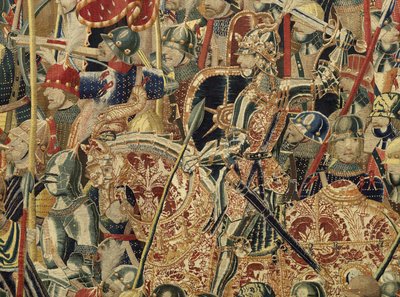 Gobeläng som visar erövringarna av kung Alfonso V av Portugal (Conquistas de Alfonso V de Portugal), Tournai. Detalj. (Ull och siden) av Flemish School