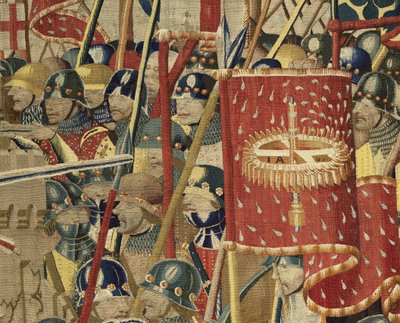 Gobeläng som visar erövringarna av kung Alfonso V av Portugal (Conquistas de Alfonso V de Portugal), Tournai. Detalj. (Ull och siden) av Flemish School