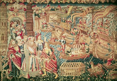 Ankomsten av Vasco da Gama (ca 1469-1524) i Calcutta, 20 maj 1498 av Flemish School