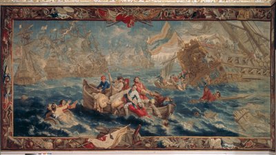 Slaget vid La Hogue, maj 1692, från The Military Science-serien, Workshop of Judocus de Vos, c.1715-24 av Flemish School