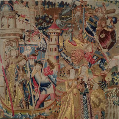 Erövringen av Ile aux Moutons, från Histoire dHercule av Flemish School