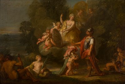 Venus ger vapen till Aeneas, ca 1400-1699 (olja, duk och panel) av Flemish School