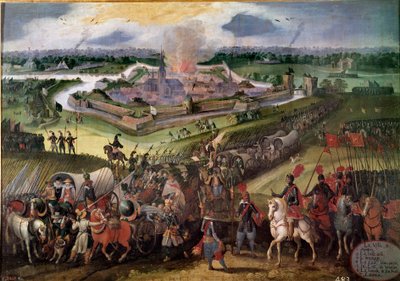 Krig mot Nederländerna: "" Utsikt över staden Ardres"": Ärkehertig Albert av Österrike intog staden 1596. Målning av den flamländska skolan på 1600-talet. Real Monasterio de El Escorial, El Escorial, Spanien - Krig mot Nederländerna: Utsikt över av Flemish School