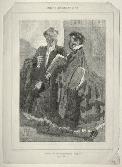 Krinolinografier. Domarkostym föreslagen för 1857. av Félicien Rops