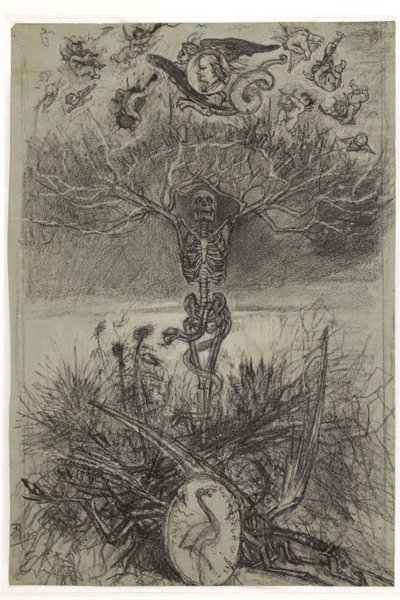 Holländska: Slutlig ritning till framsidan av Les Epaves av Charles Baudelaire av Félicien Rops