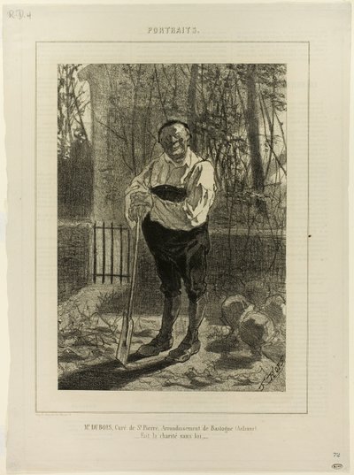 Porträtt av Monsieur Dubois, kuraten för St. Pierre... av Félicien Rops