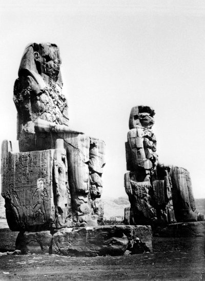 Memnonkolosserna, Thebe, Nubien, Egypten, 1878 av Félix Bonfils