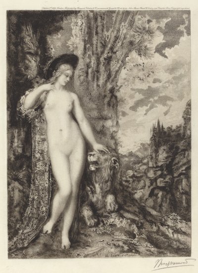 Det amorösa lejonet av Félix Bracquemond, after Gustave Moreau