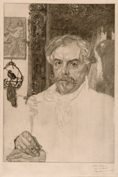 Porträtt av Edmond de Goncourt av Félix Henri Bracquemond