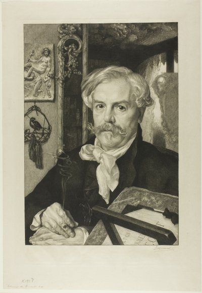 Porträtt av Edmond de Goncourt av Félix Henri Bracquemond