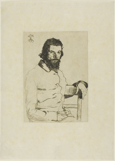 Porträtt av Meryon av Félix Henri Bracquemond