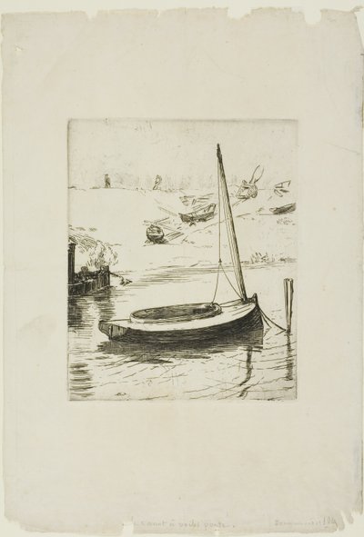 Båten med nedfällt segel av Félix Henri Bracquemond