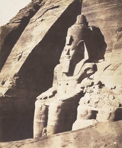 Abou Sembil, Grand Spéos - kolossala statyer, tre fjärdedels vyer, 1851-52. av Félix Teynard