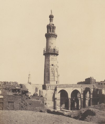 Djirdjeh, moské i ruiner på kanten av Nilen, 1851-52, tryckt 1853-54. av Félix Teynard