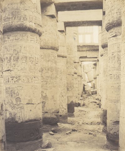 Karnak Thebe, Palace - Hypostyle Hall - Fönster och huvudstäder i ..., 1851-52, tryckt 1853-54. av Félix Teynard