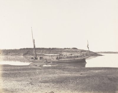 Louksor, Petit Bras du Nile - Voyageurs Barque, 1851-52, tryckt 1853-54. av Félix Teynard