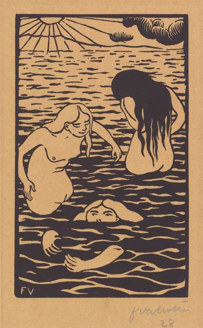 Tre badgäster av Félix Vallotton