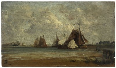 Fiskeslupar, ca 1852 (olja på trä) av Félix Ziem