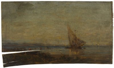 Framför Martigues, det gula seglet, ca 1875 (olja på trä) av Félix Ziem